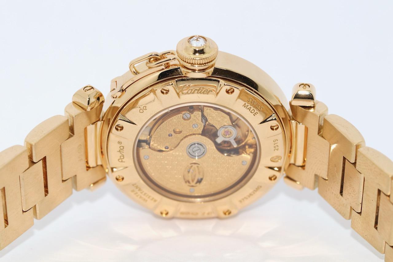 Cartier Pasha 2519 Automatik-Damenuhr 18 Karat Gold und Diamanten 5