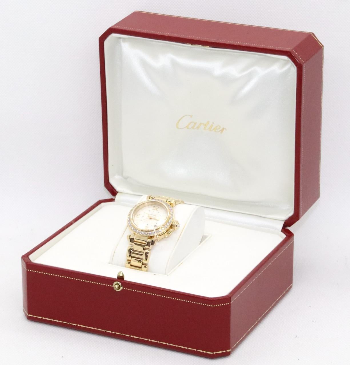 Cartier Pasha 2519 Automatik-Damenuhr 18 Karat Gold und Diamanten 6