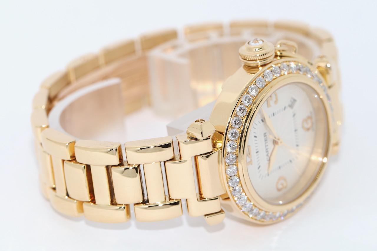 Cartier Pasha 2519 Automatik-Damenuhr 18 Karat Gold und Diamanten 2