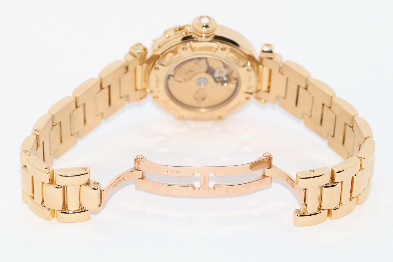Cartier Pasha 2519 Automatik-Damenuhr 18 Karat Gold und Diamanten 4
