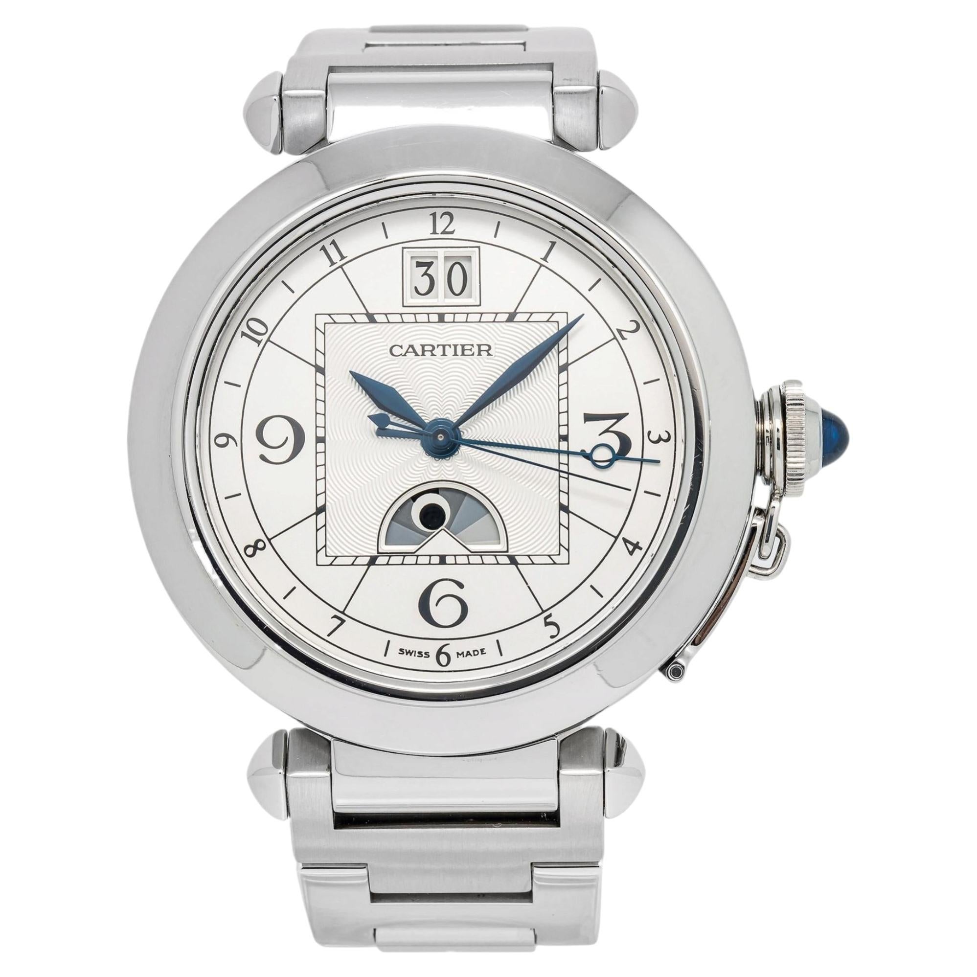 Cartier Pasha 2938 W3109255 Moonphase Silver Dial Stainless Steel Automatic 42mm For Sale