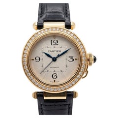 Cartier Pasha 35mm 18K Rose Gold Diamond Bezel Automatic Watch Box & Strap