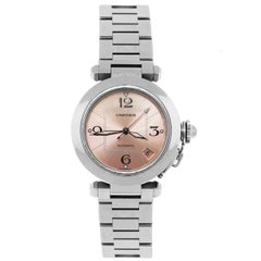Cartier Pasha Pink Dial Steel Ladies Watch