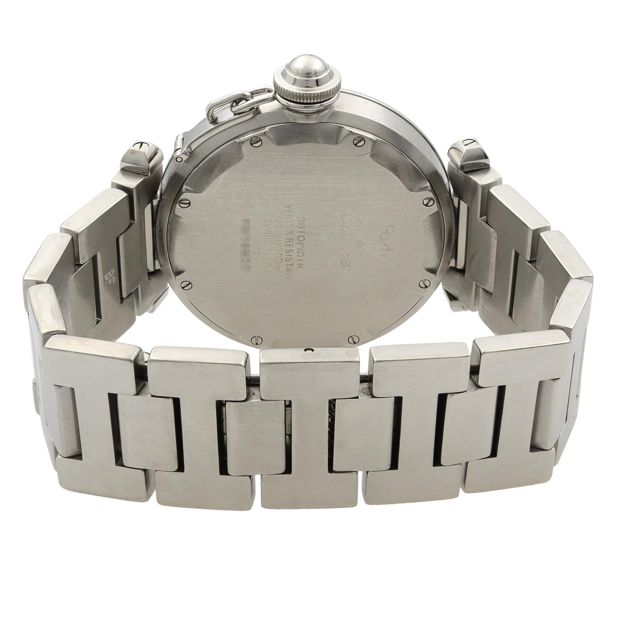 Cartier Pasha Edelstahl weißes Zifferblatt automatische mittelgroße Uhr 1031 2
