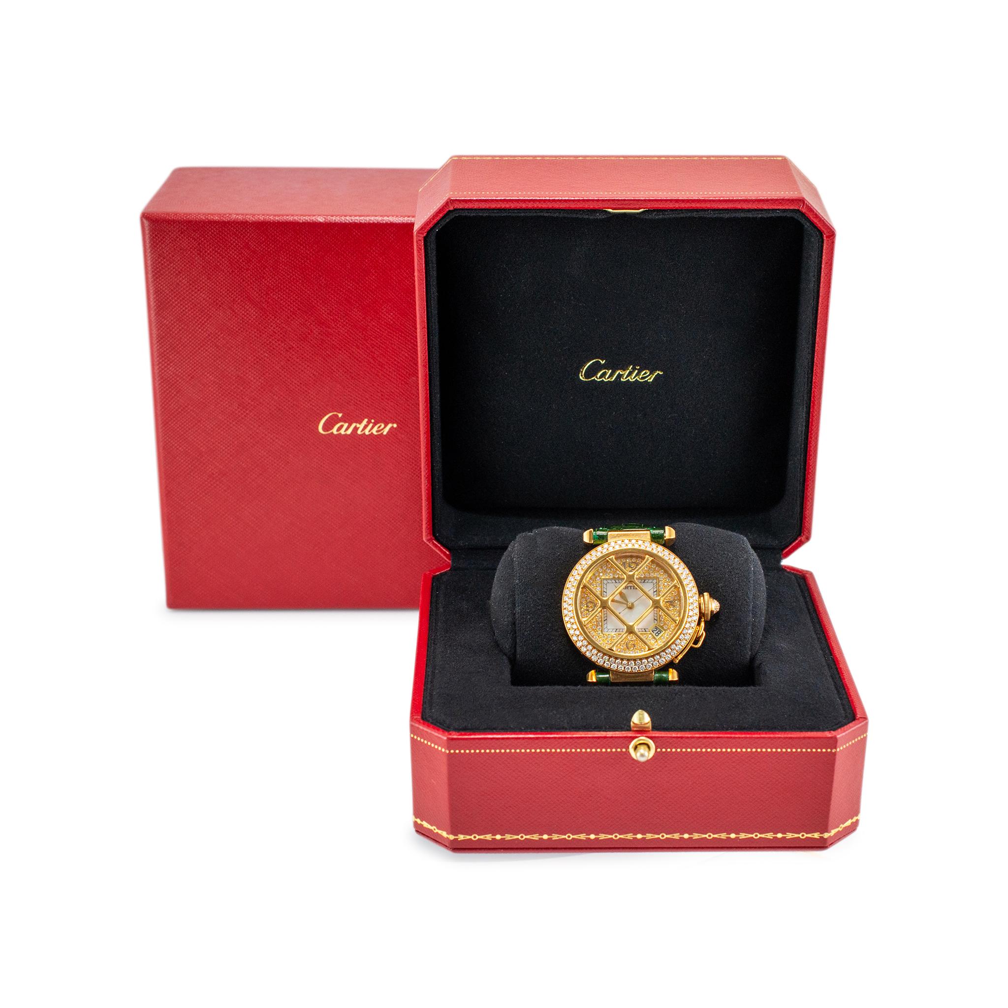 Cartier Pasha 38MM 2401 18K Gelbgold Diamant Lünette Zifferblatt Automatikuhr im Angebot 4