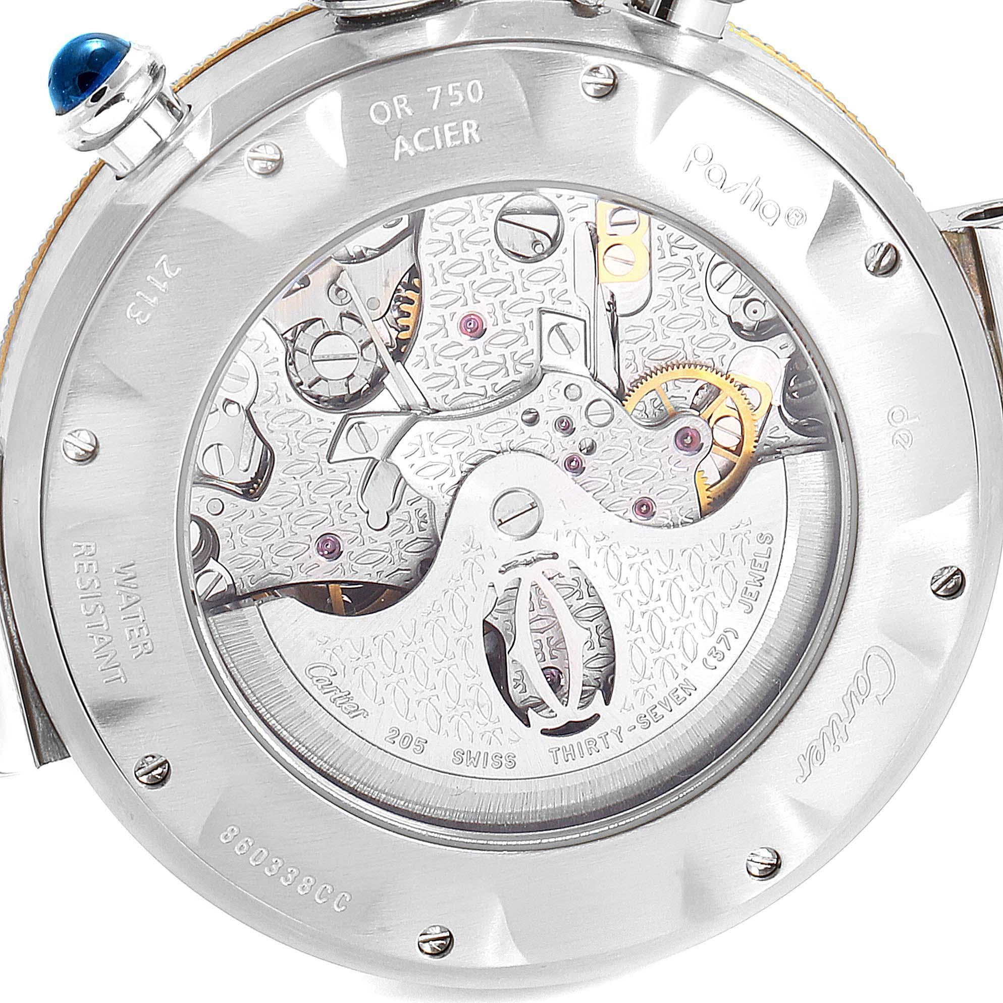 Cartier Pasha Chronograph Steel Yellow Gold Men's Watch W3014051 For Sale 1