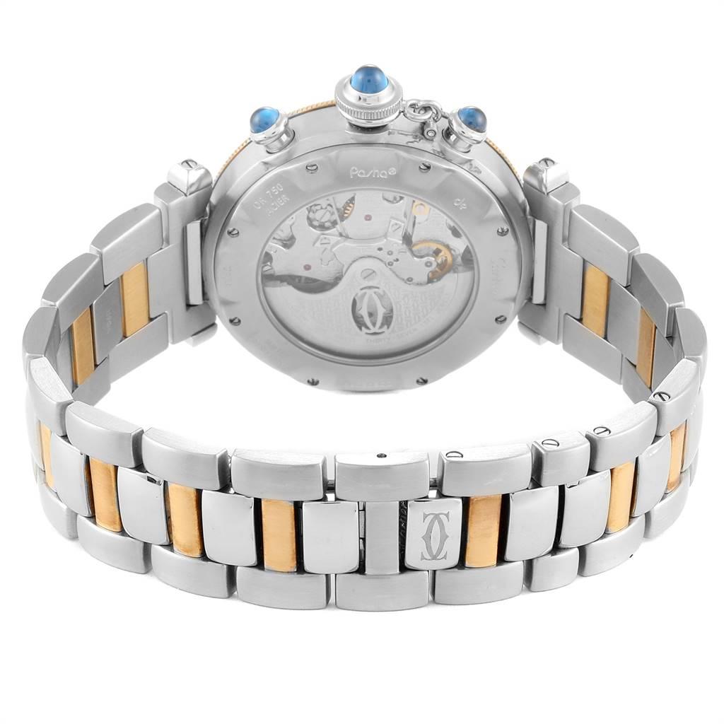 Cartier Pasha Chronograph Steel Yellow Gold Men's Watch W31036T6 In Excellent Condition For Sale In Atlanta, GA