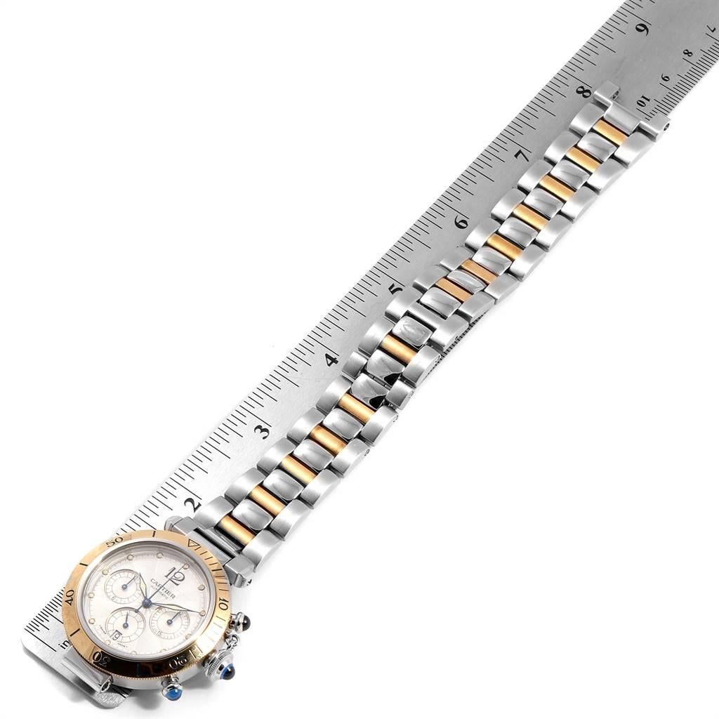 Cartier Pasha Chronograph Steel Yellow Gold Men's Watch W31036T6 For Sale 2