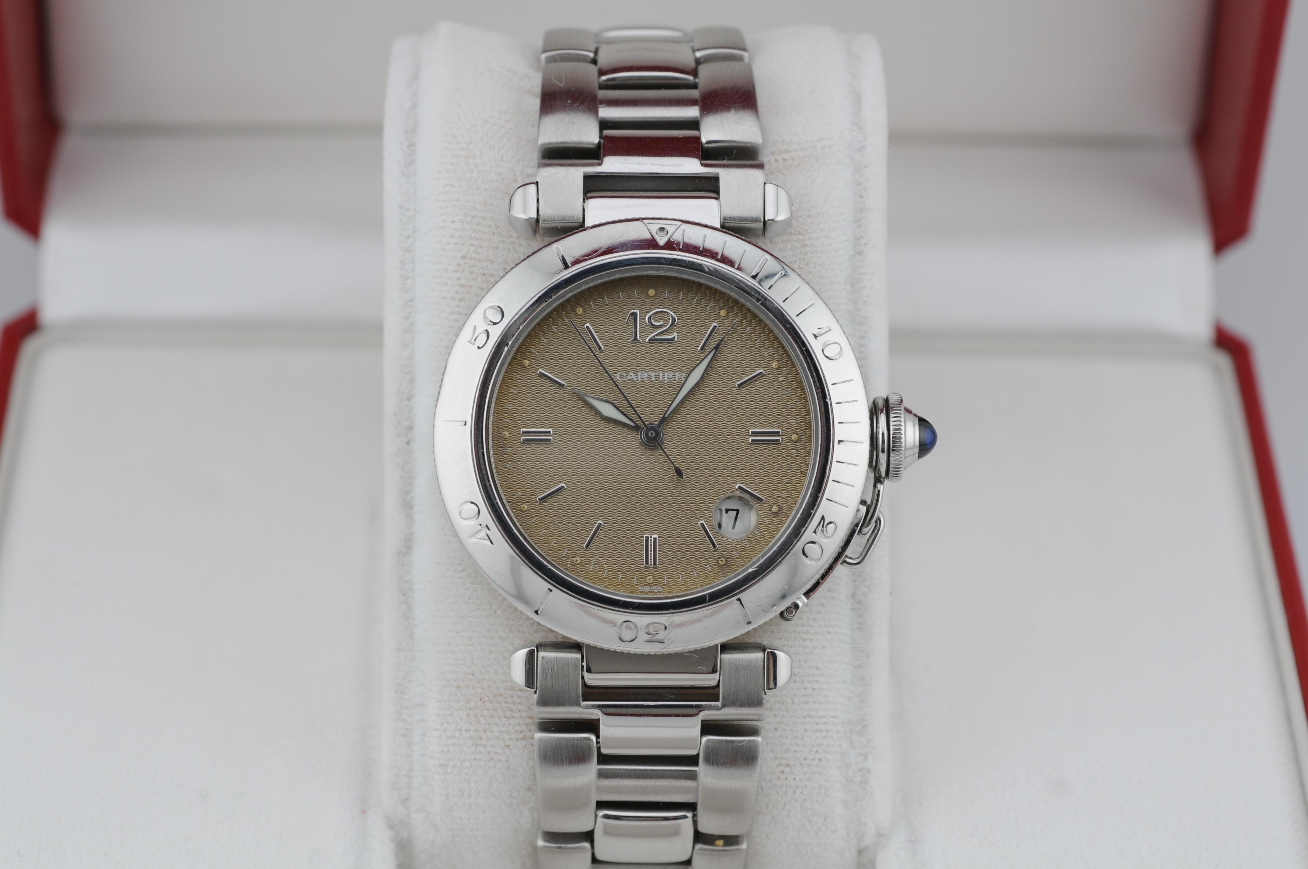Cartier Pasha 38mm Ref. 1040 (1996) – Automatic, Full Set, Brown Dial, Las In Good Condition In Berlin, BE