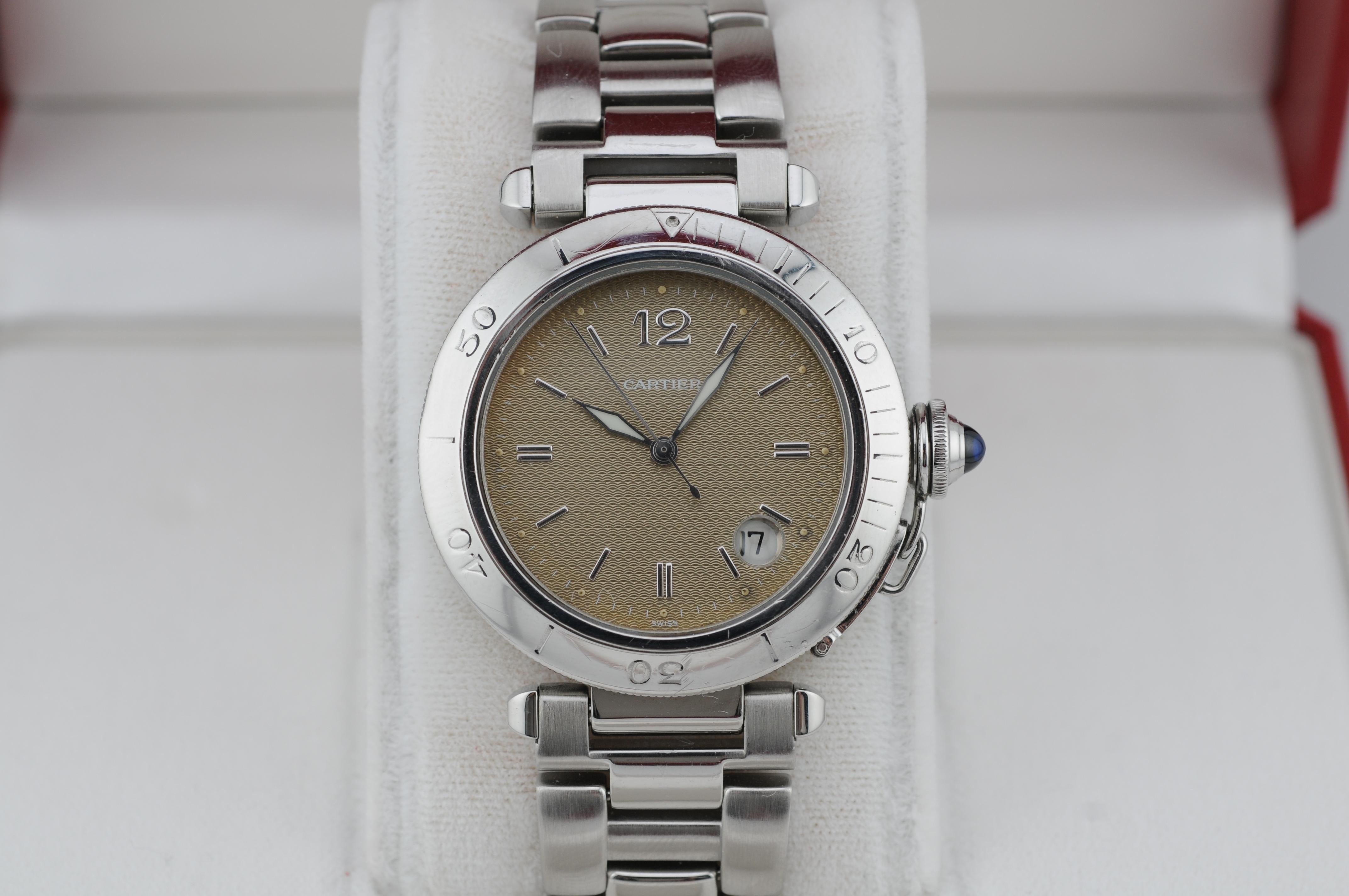 Women's or Men's Cartier Pasha 38mm Ref. 1040 (1996) – Automatic, Full Set, Brown Dial, Las
