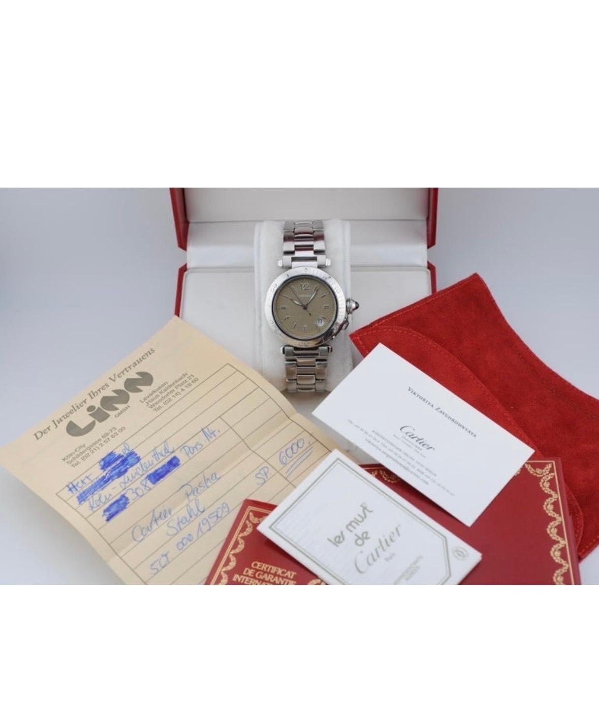 Cartier Pascha 38mm Ref. 1040 (1996) - Automatik, voll besetzt, braunes Zifferblatt, Las im Angebot 2