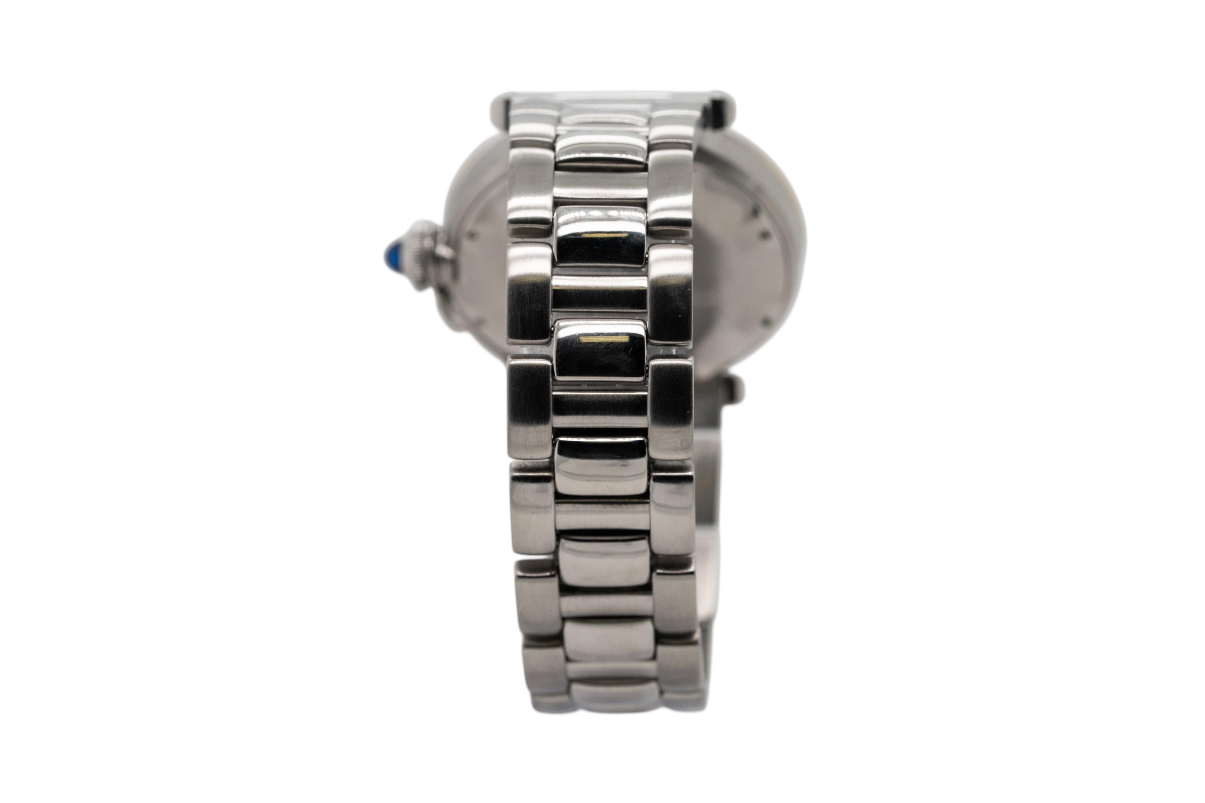 Moderne Montre Cartier Pasha 38 mm en acier inoxydable avec cadran romain de diamants Aftermarket en vente