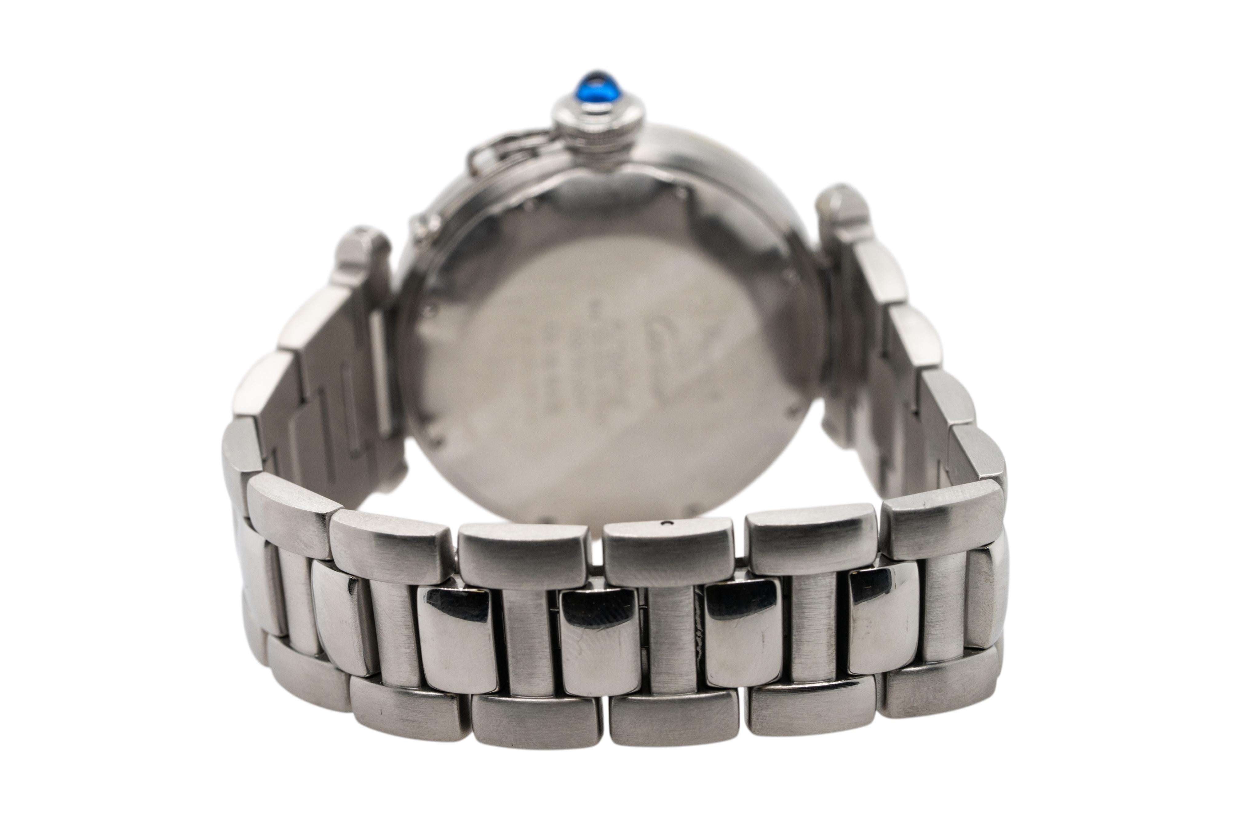 Montre Cartier Pasha 38 mm en acier inoxydable avec cadran romain de diamants Aftermarket Unisexe en vente