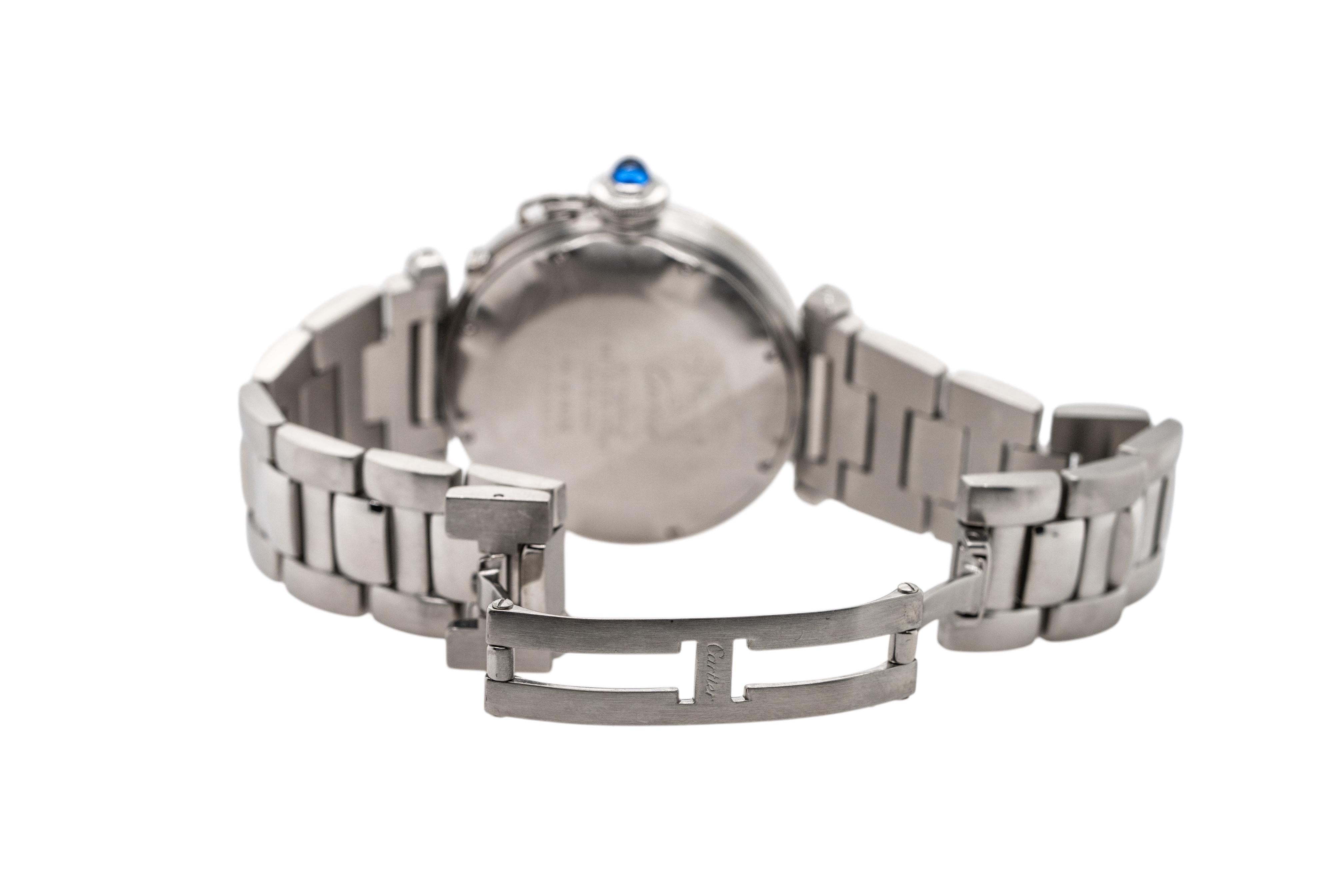 Montre Cartier Pasha 38 mm en acier inoxydable avec cadran romain de diamants Aftermarket en vente 1