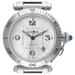 Cartier Pasha 38mm Silver Dial Automatic Steel Mens Watch W31059H3