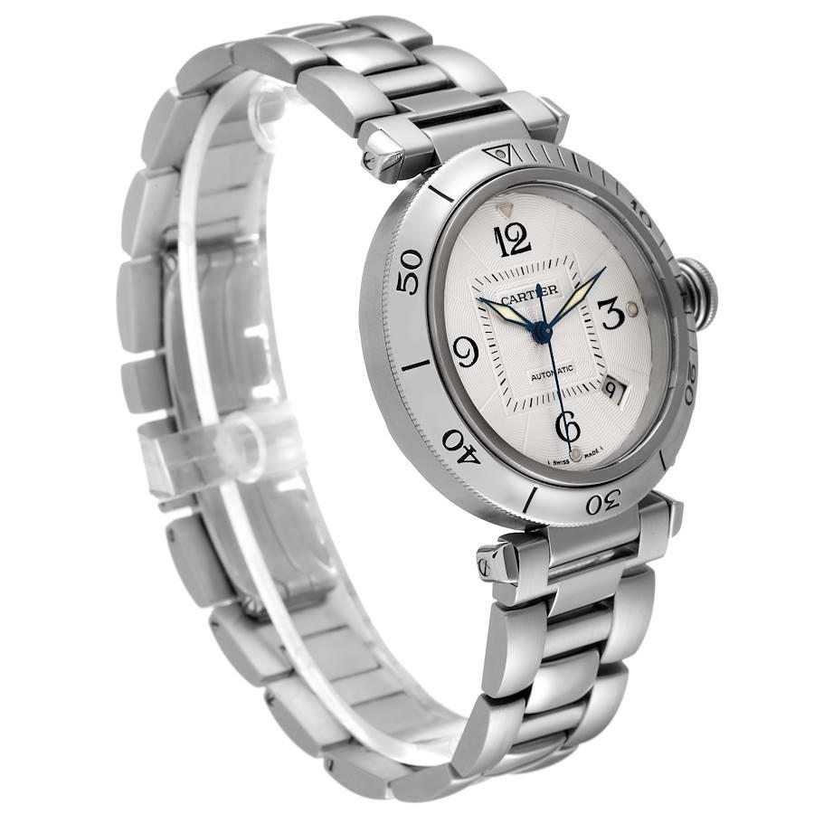Cartier Pasha Unisex-Uhr mit silbernem Zifferblatt und Stahlgitter, W31040H3 im Angebot 1