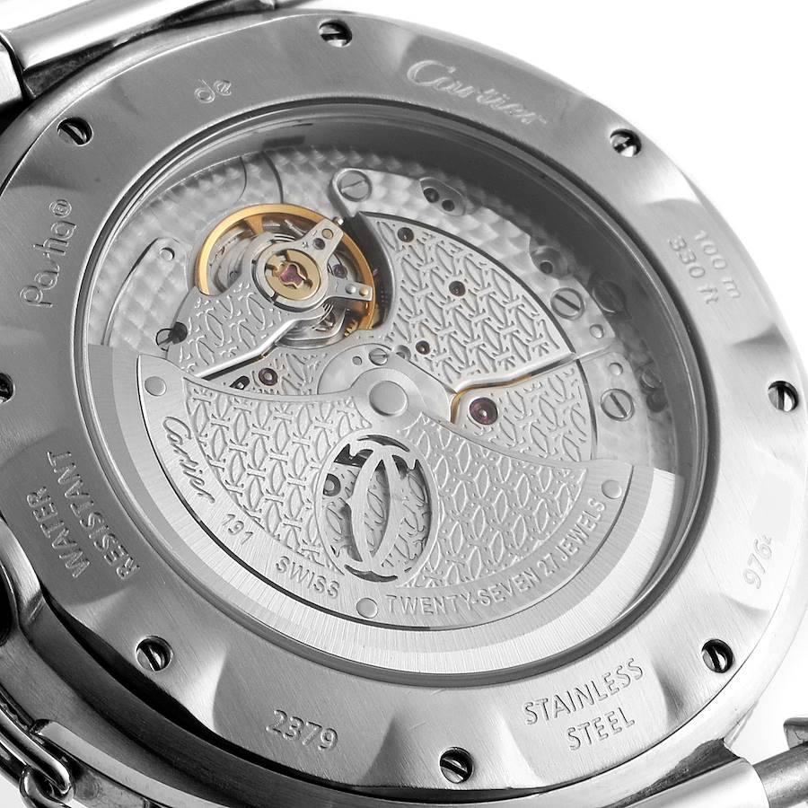 Cartier Pasha Unisex-Uhr mit silbernem Zifferblatt und Stahlgitter, W31040H3 im Angebot 4
