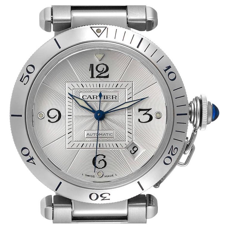 pasha 30mm quartz stainless steel white dial black leather