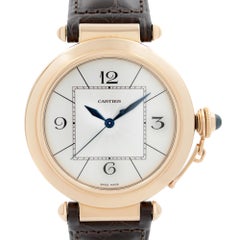 Cartier Pasha 18k Rose Gold Silver Dial Automatic Mens Watch W3019351