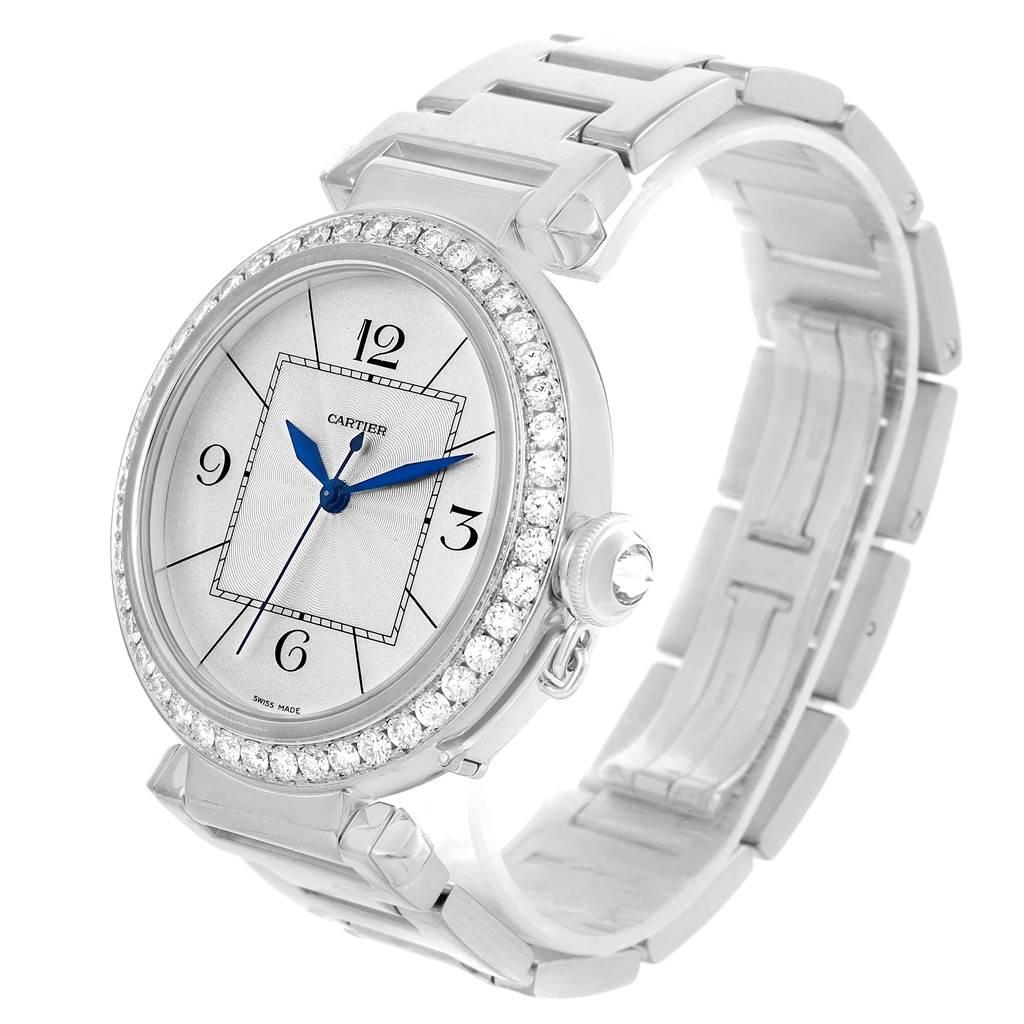 Moderne Montre femme Cartier Pasha 42mm Automatic 18k White Gold Diamond Bezel WJ1202M9 en vente