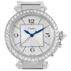 Montre femme Cartier Pasha 42mm Automatic 18k White Gold Diamond Bezel WJ1202M9