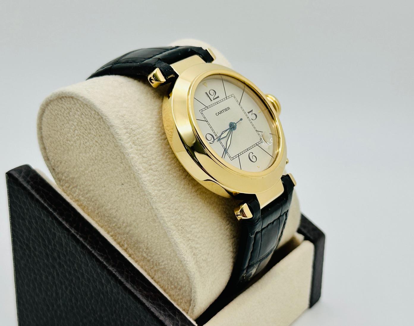 Cartier Pasha 820901 38 mm cinturino in pelle in oro giallo 18 carati In condizioni ottime in vendita a San Diego, CA