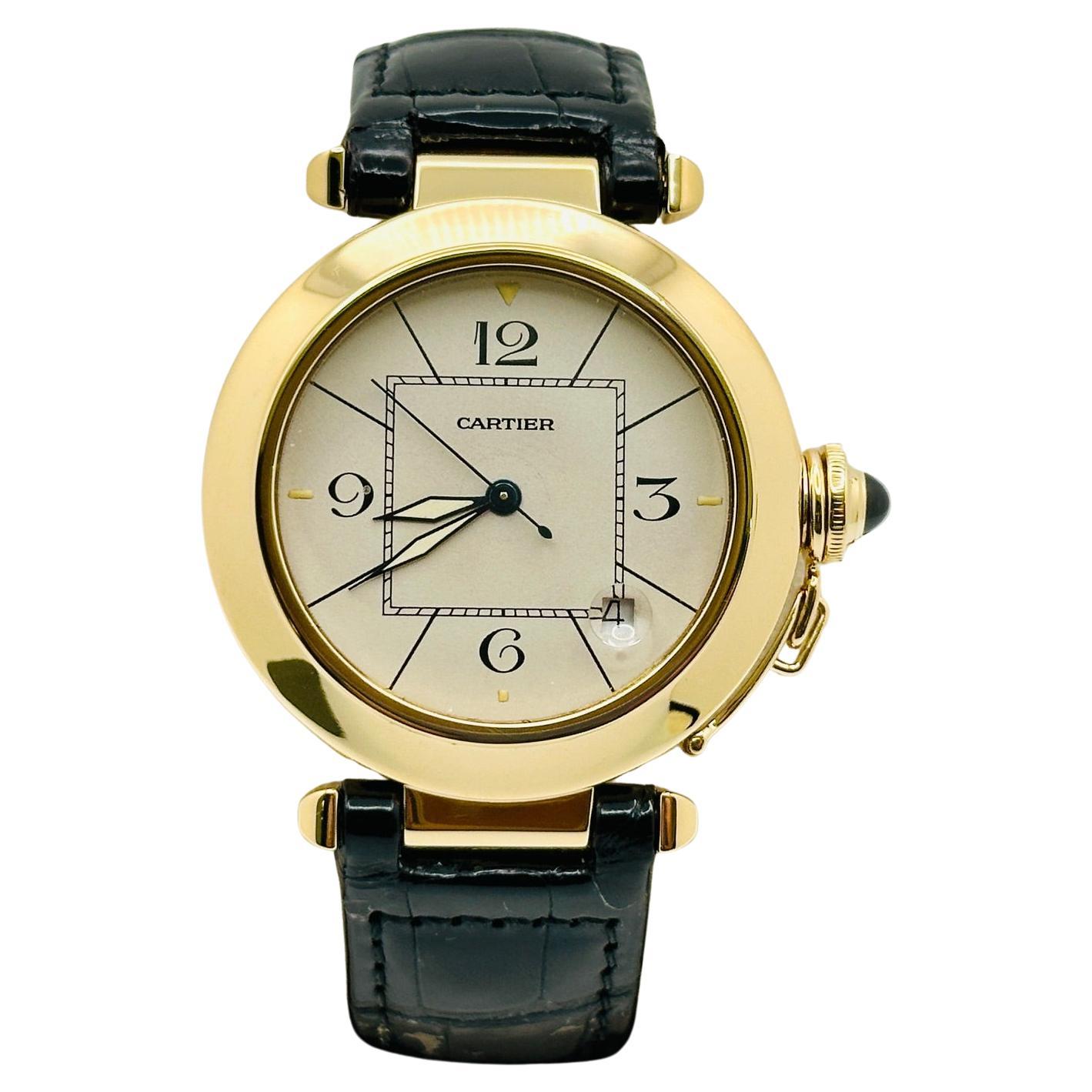 Cartier Pasha 820901 38 mm cinturino in pelle in oro giallo 18 carati