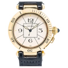 Cartier Pasha 820907 18k Yellow Gold Automatic White Dial Men's Watch 38mm