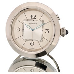 Cartier Pasha Alarm Clock for Desk or Mantle Stainless Steel 3090 Box & Papers