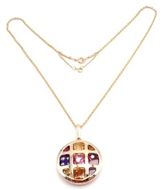 Cartier Pasha Amethyst Citrine Garnet Tourmaline Yellow Gold Pendant Necklace