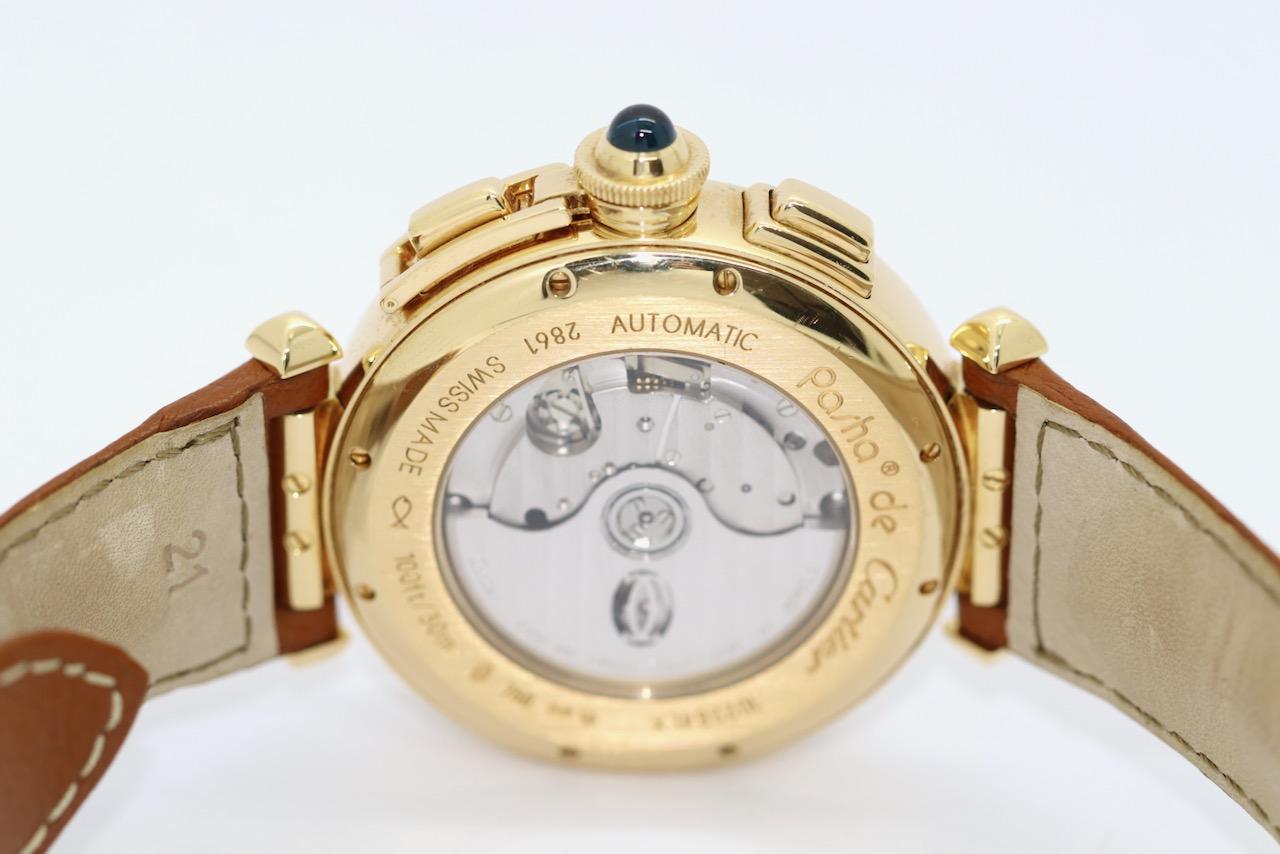Women's or Men's Cartier Pasha Automatic Chronograph 18 Karat Gold For Sale