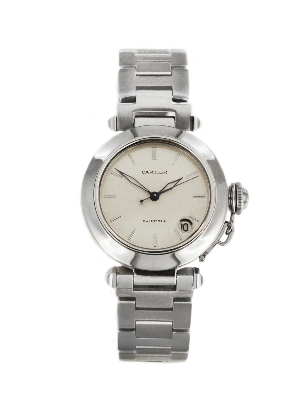 Cartier Pasha Automatic Stainless Steel 2324 Watch In Excellent Condition In New York, NY