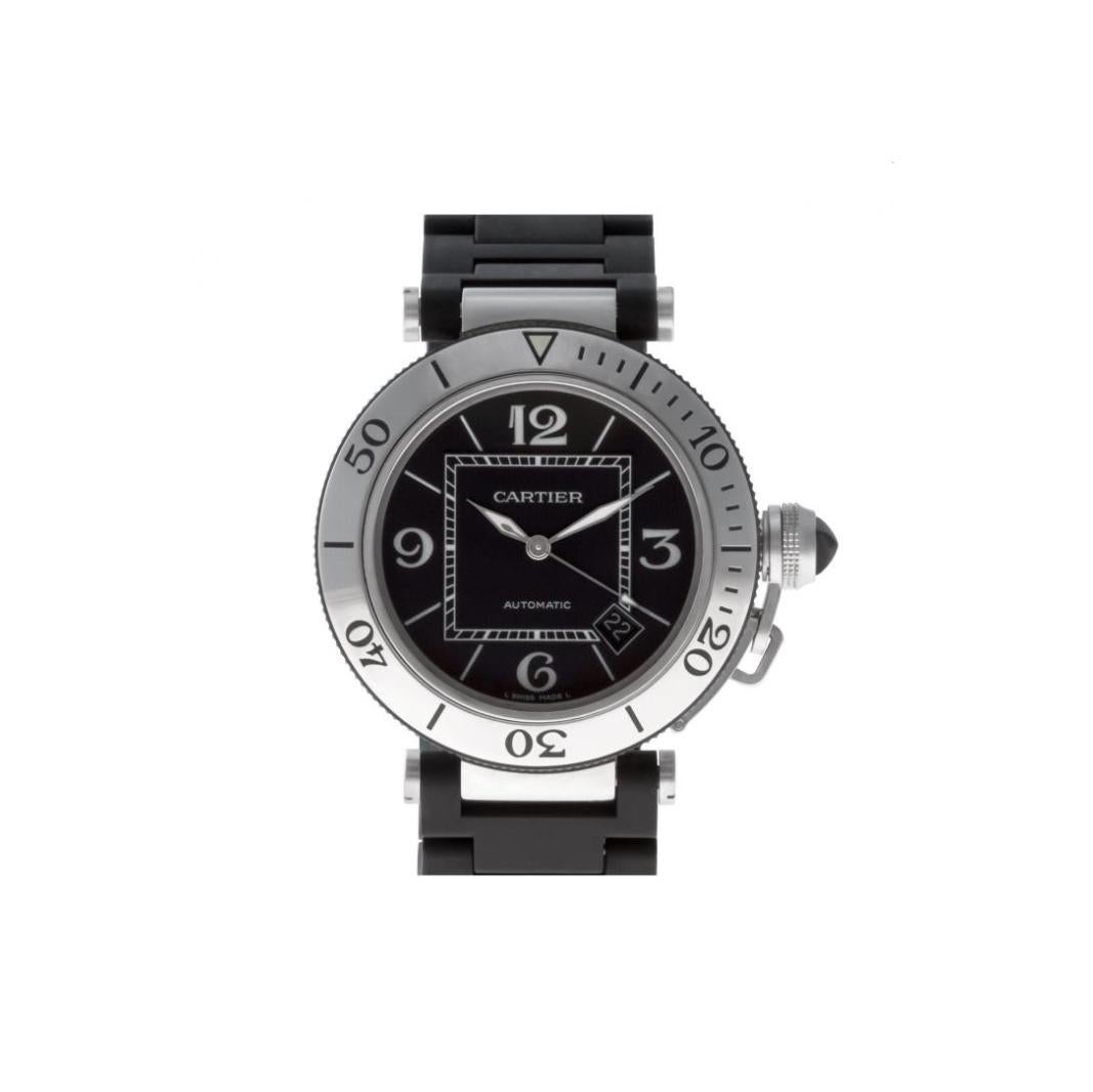 Cartier Pasha Automatik-Uhr aus Edelstahl 2790 im Zustand „Hervorragend“ in New York, NY