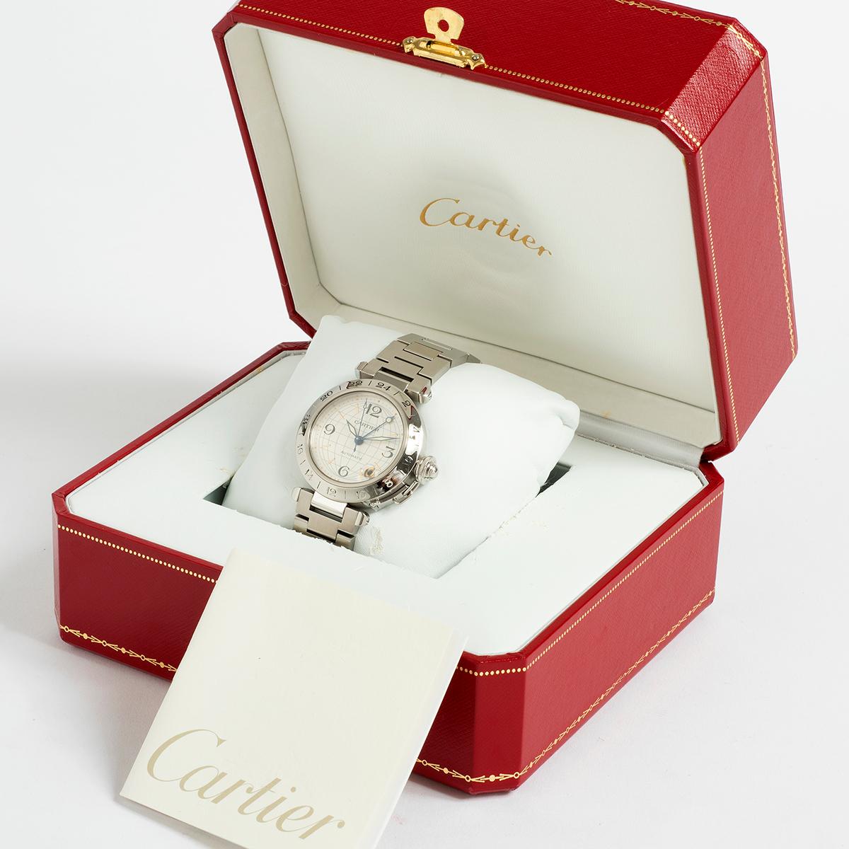 Cartier Pasha Automatic Wristwatch Ref 2377. With Date/GMT Function, C 2000. In Excellent Condition In Canterbury, England
