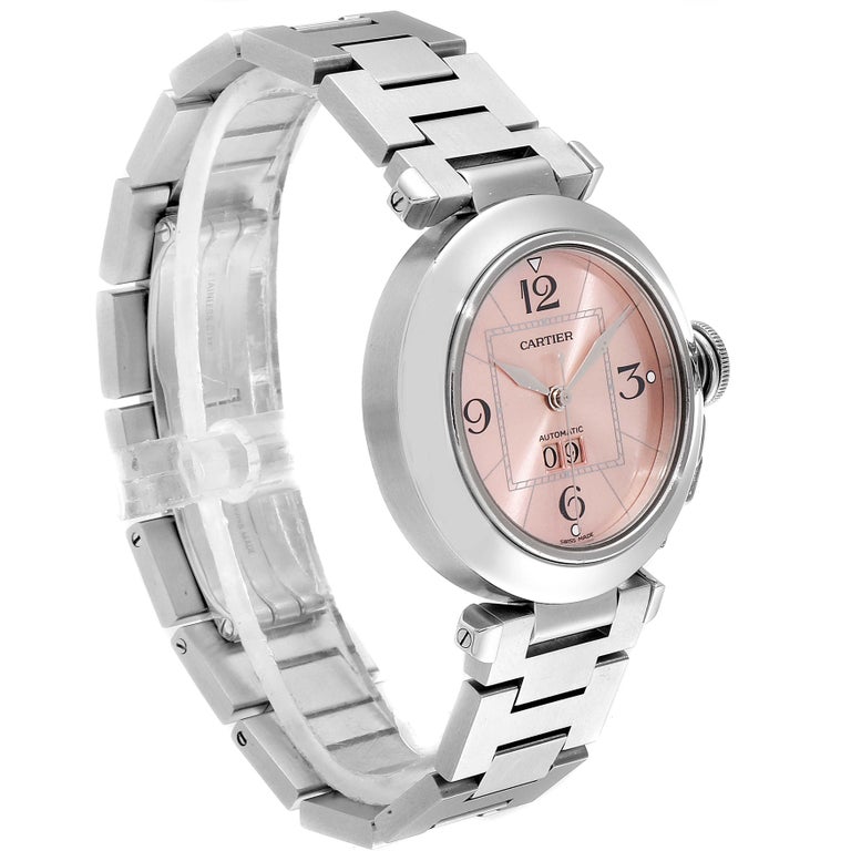 Cartier Pasha Big Date 35 Pink Dial Automatic Steel Ladies Watch W31058m7 For Sale At 1stdibs