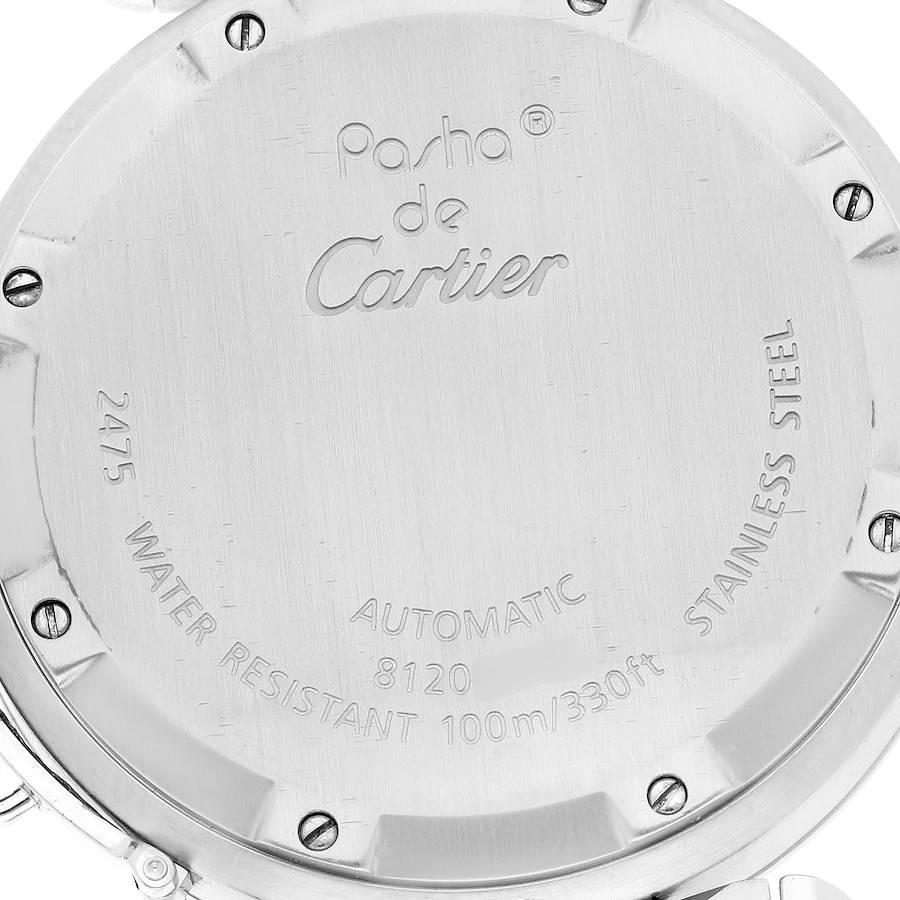 Cartier Pasha Big Date Pink Dial Steel Ladies Watch W31058M7 In Excellent Condition In Atlanta, GA