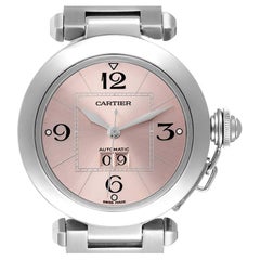 Cartier Pasha Big Date Pink Dial Steel Ladies Watch W31058M7