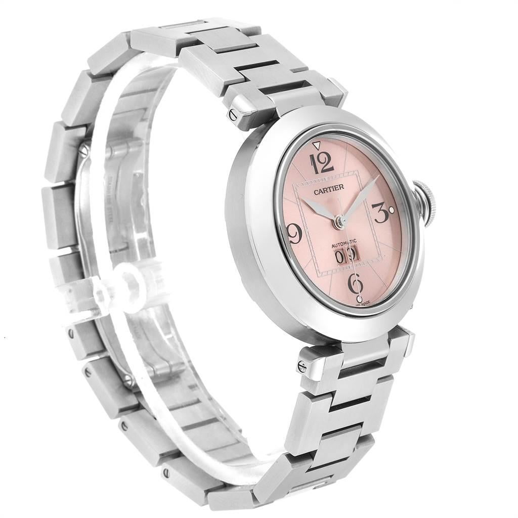 Women's Cartier Pasha Big Date Pink Dial Medium Steel Ladies Watch W31058M7