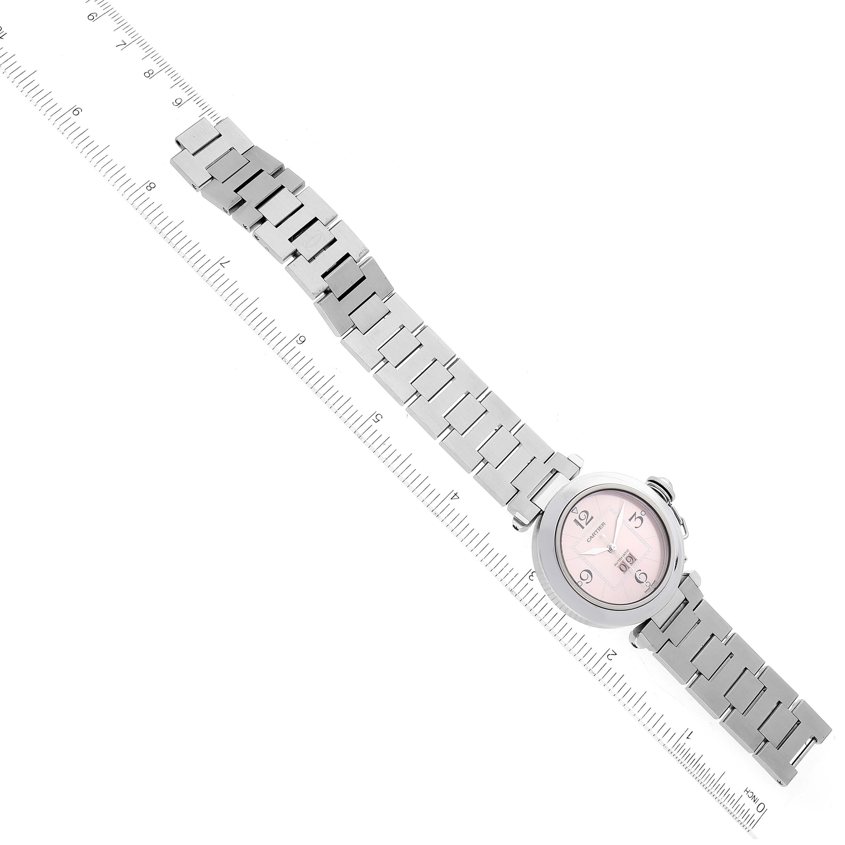 Cartier Pasha Big Date Pink Dial Steel Ladies Watch W31058M7 Box Papers 2