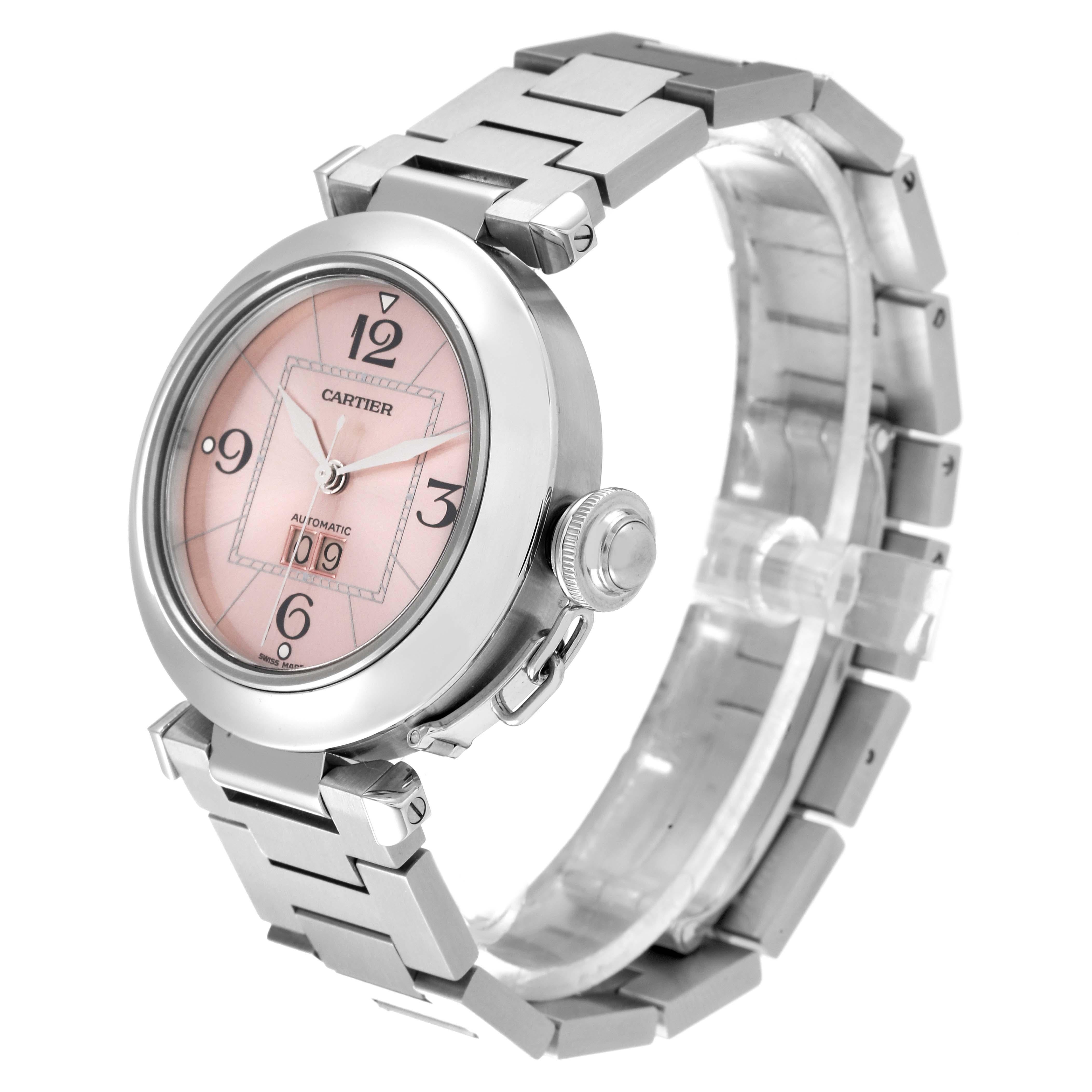 Women's Cartier Pasha Big Date Pink Dial Steel Ladies Watch W31058M7