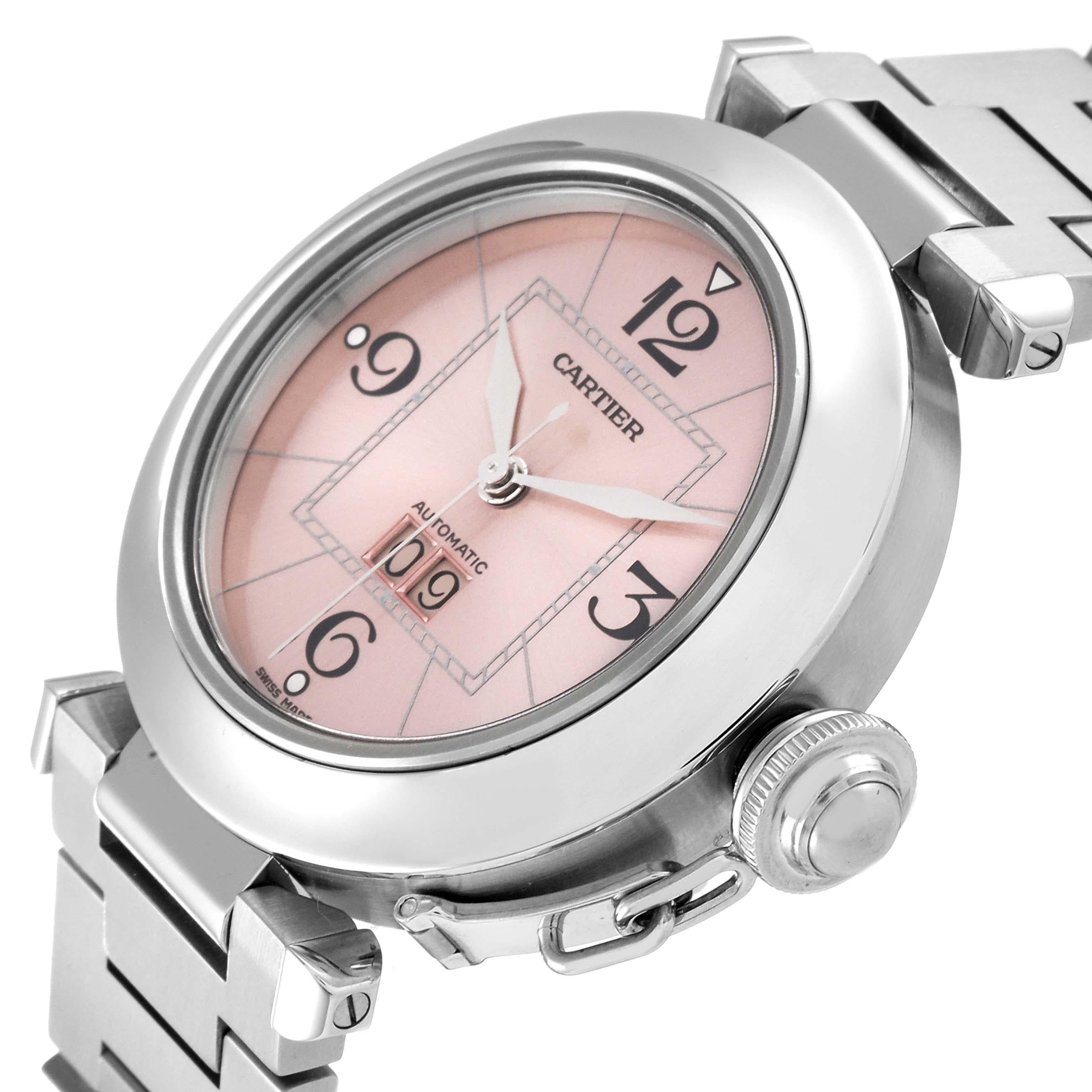 Cartier Pasha Big Date Pink Dial Steel Ladies Watch W31058M7 1