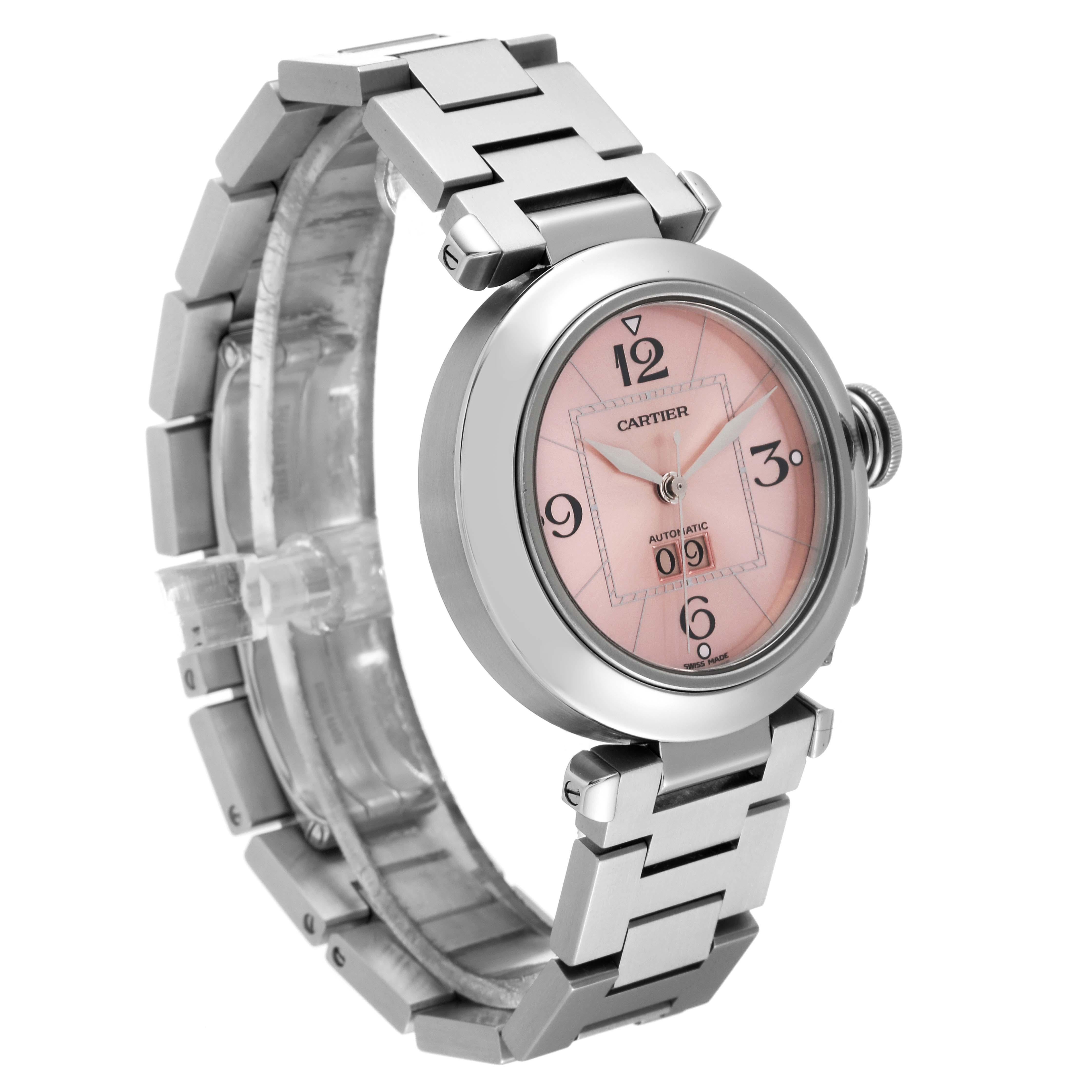 Cartier Pasha Big Date Pink Dial Steel Ladies Watch W31058M7 For Sale 3