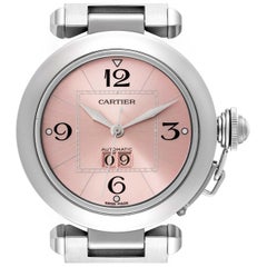 Cartier Pasha Big Date Pink Dial Steel Ladies Watch W31058M7