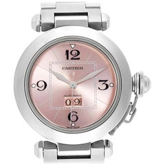 Cartier Pasha Big Date Pink Dial Steel Ladies Watch W31058M7