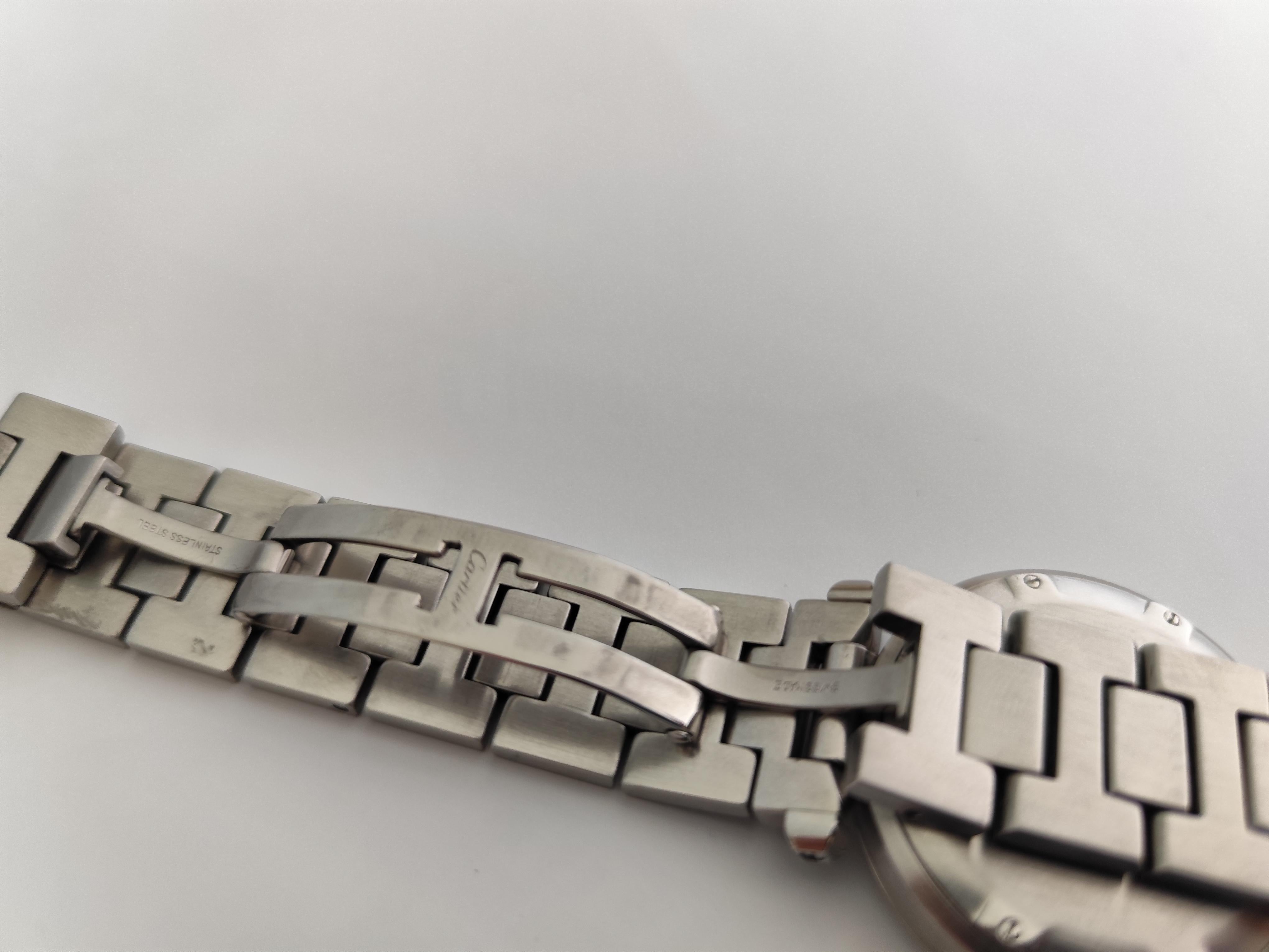 Cartier Pasha C 2324 Quadrante grigio a griglia in acciaio inossidabile Automatico 35 mm Orologio da Uomo in vendita 6