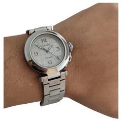 Cartier Pasha C 2324 Stainless Steel Grey Grid Dial Automatic 35mm Mens Watch