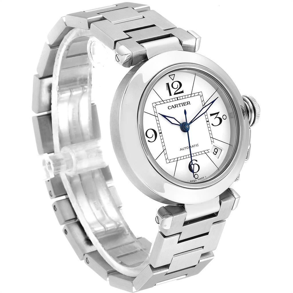 Cartier Pasha C 35 White Dial Stainless Steel Unisex Watch W31074M7 In Excellent Condition In Atlanta, GA