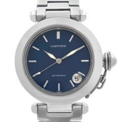Cartier Pasha C Stainless Steel Blue Dial Automatic Mens Watch W31014M7