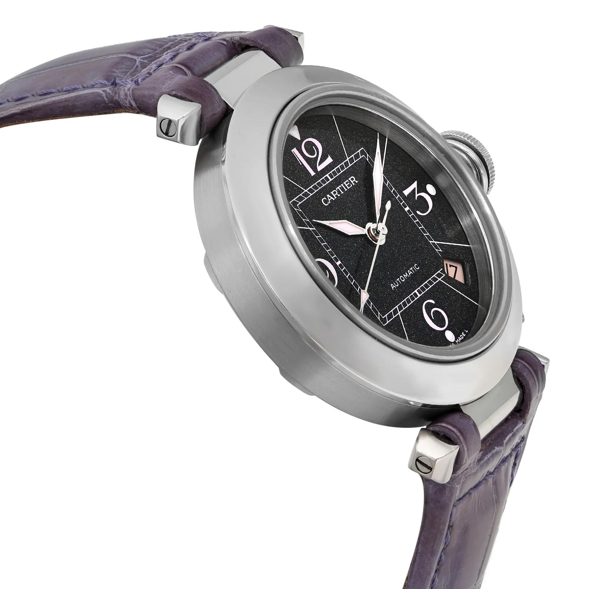 Women's Cartier Pasha C 35mm Steel Black Dial Quartz Ladies Watch 2324
