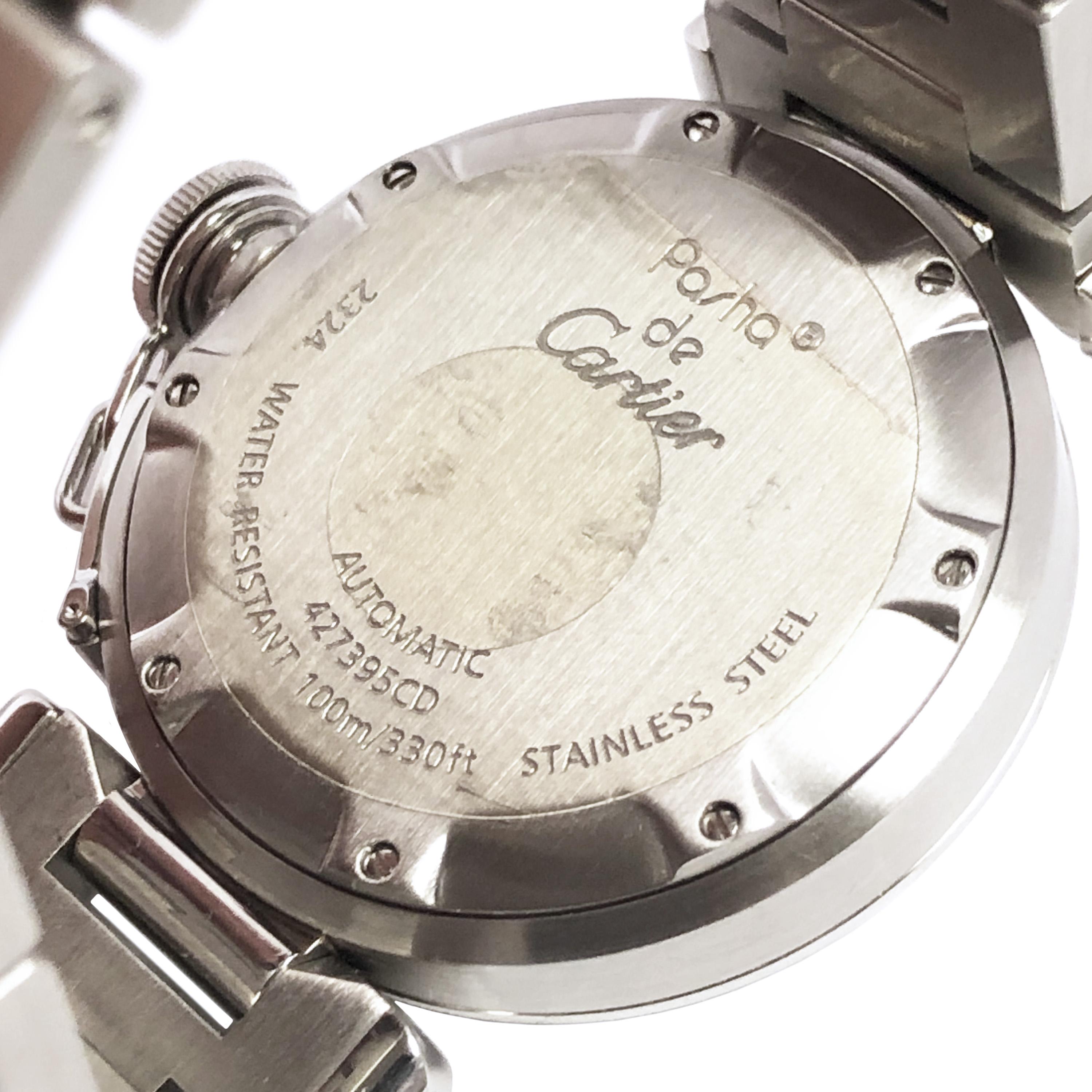 Cartier Pasha C Automatik-Armbanduhr aus Stahl in Mid-Größe im Zustand „Hervorragend“ im Angebot in Chicago, IL
